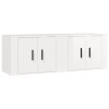 Camerina Meubles TV muraux 2 pcs Blanc Brillant 57x34,5x40 cm,Meuble TV,Table Basse Salon Meuble TV,Table Basse LED Couleurs