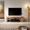 Selsey Hugo - Meuble TV/Banc TV 140 cm, Chene Lancaster/Noir Brillant, avec LED