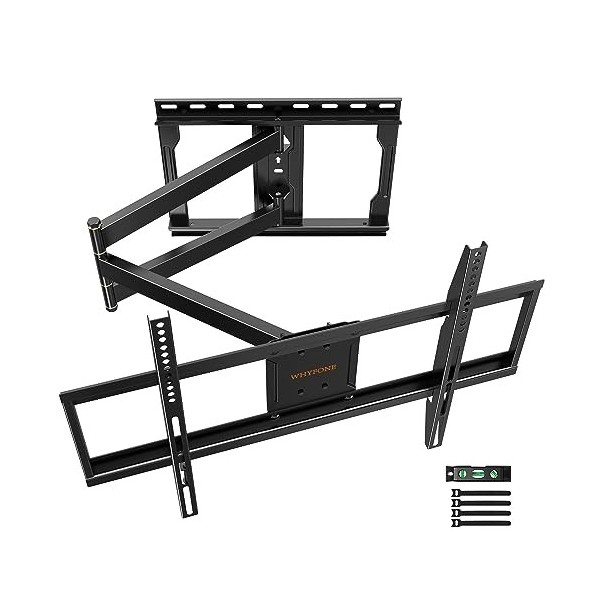 Support Mural pour TV Longue Portée, Pivotant à 180 Degrés avec Bras Articulés de 838mm, Inclinable et Extensible pour Télévi