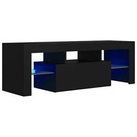 FIRBNUS Meuble TV avec Lumières LED Noir 120x35x40 cm Aggloméré Armoire Média Salon Amplement d’Espace pour Garder et Organis