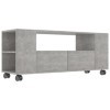 homiuse Meuble TV Gris Béton 120x35x43 cm Aggloméré Bibliothèque Style Classique Support de TV Table TV Meuble Salon Armoire 