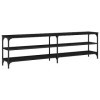 Tidyard Meuble TV Noir 180x30x50 cm Bois dingénierie et métal