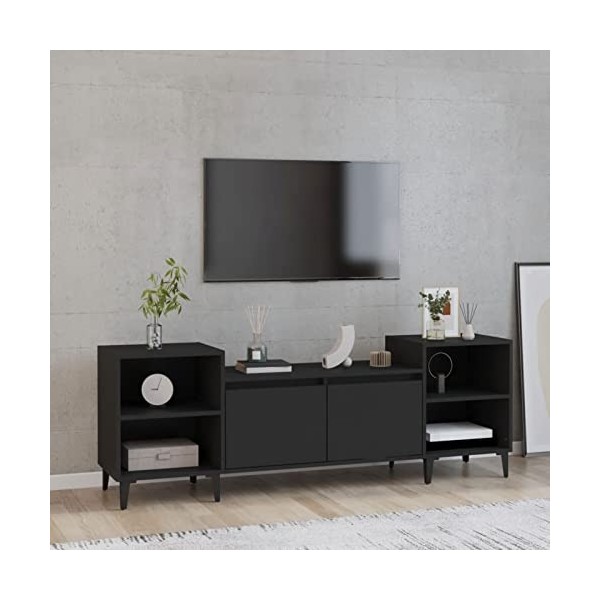 ZEYUAN Meuble TV Noir 160x35x55 cm Bois dingénierie,Meuble TV,Meuble TV Moderne,Meuble de Salon