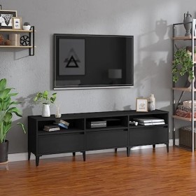 Keyur Meuble TV, Banc TV Buffet Bas Support de Télévision Meuble Télé Meuble TV Noir 150x30x44,5 cm Bois dingénierie