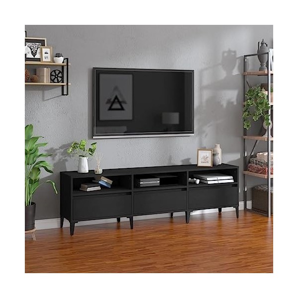 Keyur Meuble TV, Banc TV Buffet Bas Support de Télévision Meuble Télé Meuble TV Noir 150x30x44,5 cm Bois dingénierie