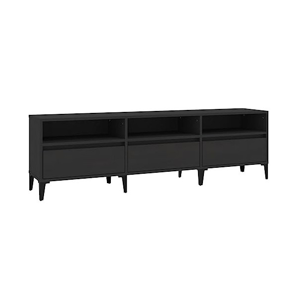Keyur Meuble TV, Banc TV Buffet Bas Support de Télévision Meuble Télé Meuble TV Noir 150x30x44,5 cm Bois dingénierie