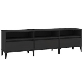 Keyur Meuble TV, Banc TV Buffet Bas Support de Télévision Meuble Télé Meuble TV Noir 150x30x44,5 cm Bois dingénierie