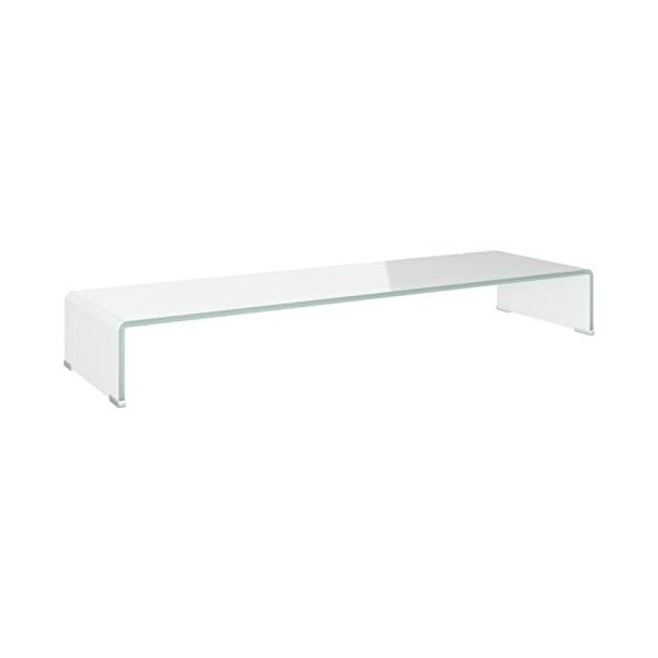 Camerina Meuble TV/Support pour Moniteur 100 x 30 x 13 cm Verre Blanc,Meuble TV,Meuble TV Moderne,Meuble de Salon