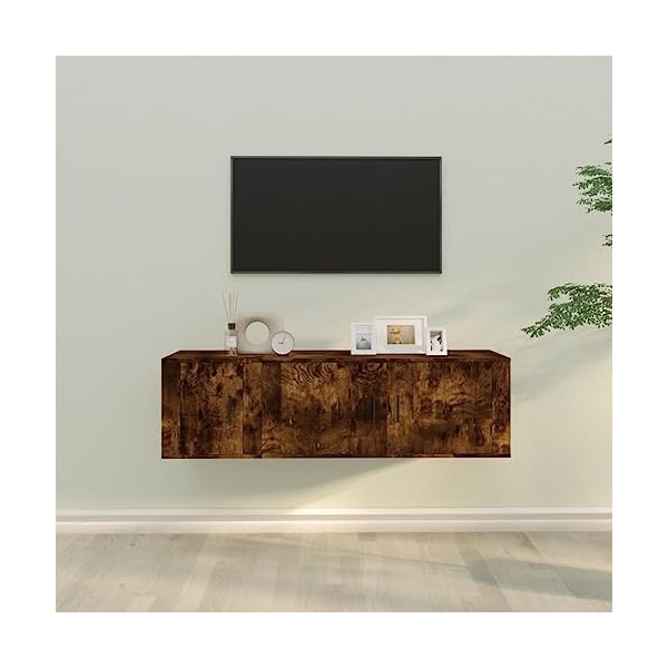 VEEKI Meuble TV, Meuble TV Suspendu, Meuble TV Industriel, Meuble TV Bois, Meuble Chambre, Convient pour Salon ou Chambre, En