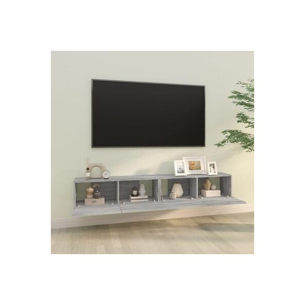 VEEKI Meuble TV, Meuble TV Suspendu, Meuble TV Industriel, Meuble TV Bois, Meuble Chambre, Convient pour Salon ou Chambre, Me