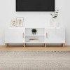 Meuble TV Blanc Brillant 150x30x50 cm Bois dingénierie - Meuble TV de Salon Banc Télé Industriel, Support Rangement Console 