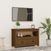 Meuble TV Marron Miel 79x35x52 cm Bois de pin Massif - Meuble TV de Salon Banc Télé Industriel, Support Rangement Console Jeu