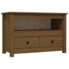 Meuble TV Marron Miel 79x35x52 cm Bois de pin Massif - Meuble TV de Salon Banc Télé Industriel, Support Rangement Console Jeu