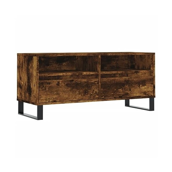 JUNZAI Meuble TV chêne fumé 100x34,5x44,5 cm Bois dingénierie,Meuble TV,Table Basse Couleurs,Table Basse Salon Meuble TV
