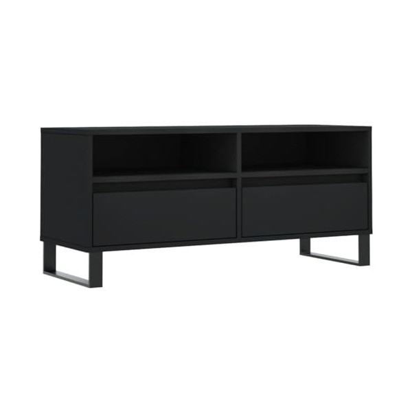 FAMIROSA Meuble TV Noir 100x34,5x44,5 cm Bois dingénierie 22.7KG 