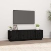 FAMIROSA Meuble TV Noir 140x40x40 cm Bois de pin Massif 17.8KG 