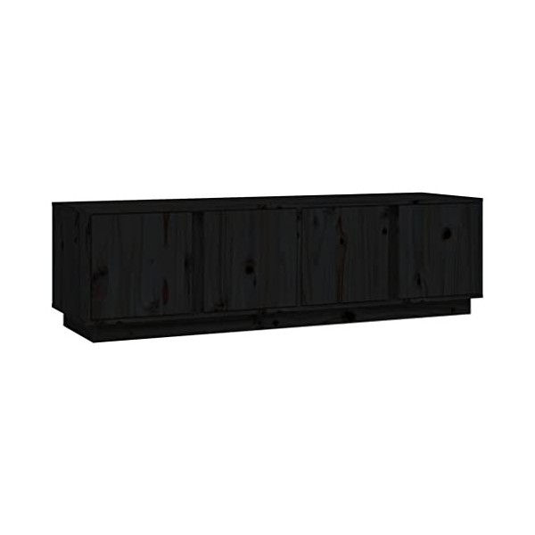 FAMIROSA Meuble TV Noir 140x40x40 cm Bois de pin Massif 17.8KG 