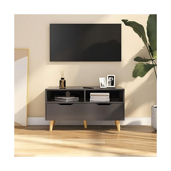 Camerina Meuble TV Gris 90x40x48,5 cm Aggloméré,Meuble TV,Meuble TV Moderne,Meuble de Salon