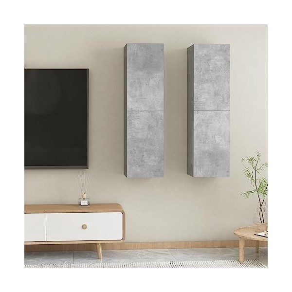 Meubles TV 2 pcs Gris béton 30,5x30x110 cm Aggloméré - Armoire Basse Centre de Divertissement Meuble Stéréo Salon Salle de Sé
