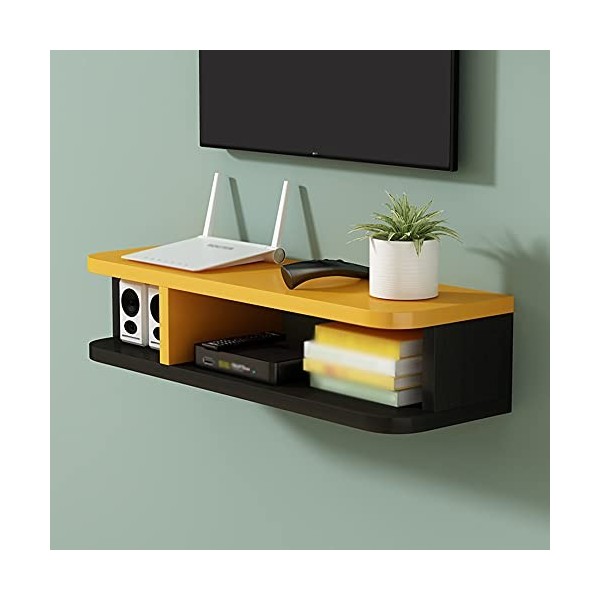 Meuble Tv Flottant, Meuble Tv Suspendu Avec 2 Rangements Ouverts, Console De TéLéVision En Bois Pour Bureau De Salle/Yellow /