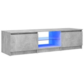 SKM Meuble TV avec lumières LED Gris béton 140x40x35,5 cm