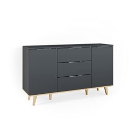 Vicco Meuble TV Neptune, Anthracite/Hêtre, 138 x 49 cm