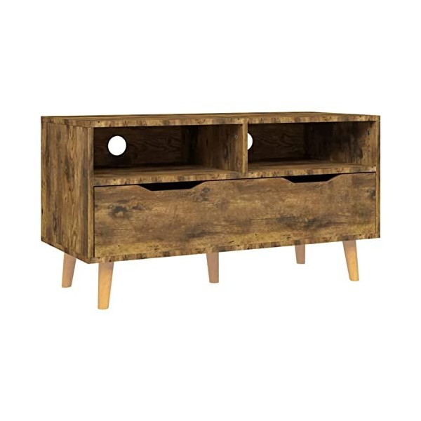 Tidyard Meuble TV Chêne fumé 90x40x48,5 cm Aggloméré,Meuble TV,Meuble de Salon,pour Salon,Bureau,Divertissement