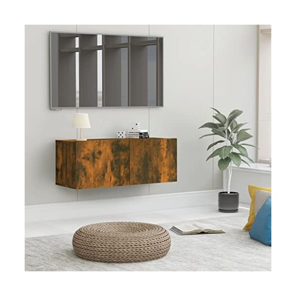 VEEKI Meuble TV, Meuble TV Suspendu, Meuble TV Industriel, Meuble TV Bois, Meuble Chambre, Convient pour Salon ou Chambre, Ch