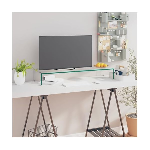 GuyAna Meuble TV/pour Moniteur 90 x 30 x 13 cm Verre Transparent,Meuble TV,Meuble TV Moderne,Meuble de Salon