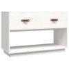 Meuble TV Blanc 90x40x60 cm Bois de pin Massif - Meuble Chambre, Support Télé pour Salon Salle à Manger Chambre, Style Indust