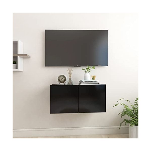 RAUGAJ Meuble TV suspendu pour centres de divertissement et télévision, noir, 60 x 30 x 30 cm