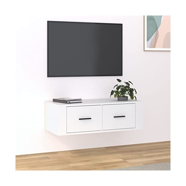 VEEKI Meuble TV, Meuble TV Suspendu, Meuble TV Industriel, Meuble TV Bois, Meuble Chambre, Convient pour Salon ou Chambre, Su