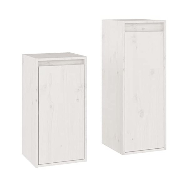 Camerina Meubles TV 2 pcs Blanc Bois Massif de pin,Meuble TV,Meuble TV Moderne,Meuble de Salon356