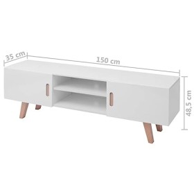 Générique Meuble TV MDF 150x35x48,5 cm Blanc Brillant,26.4 KG,242779, Meubles, Meubles TV