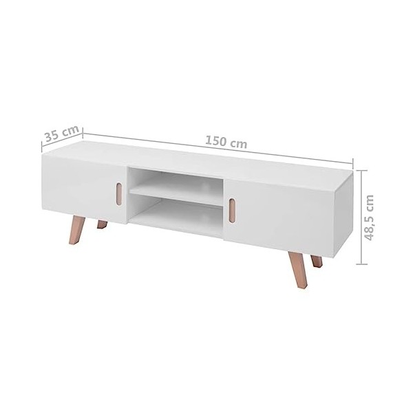 Générique Meuble TV MDF 150x35x48,5 cm Blanc Brillant,26.4 KG,242779, Meubles, Meubles TV