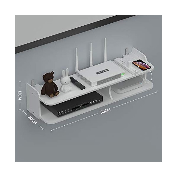 HJJ Support détagère de montage flottant de DVD, unité de divertissement mur en plastique en plastique en bois blanc pour la