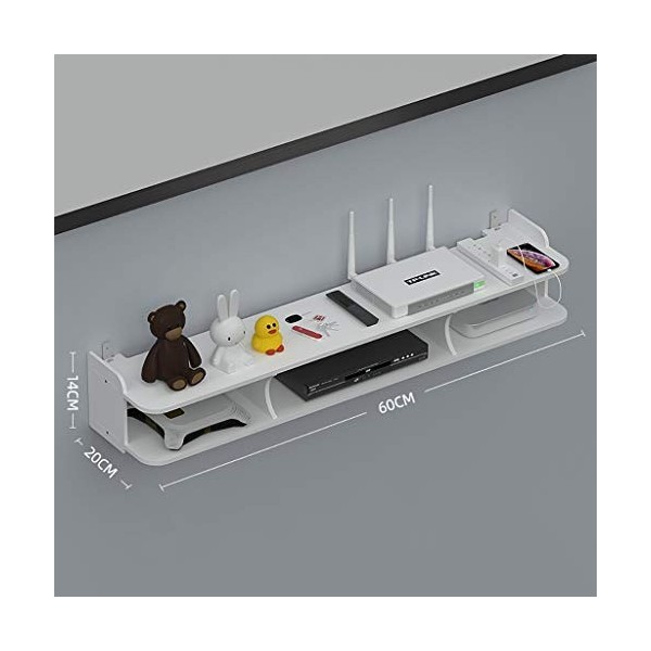 HJJ Support détagère de montage flottant de DVD, unité de divertissement mur en plastique en plastique en bois blanc pour la