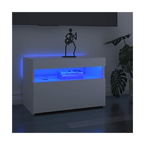 ZEYUAN Meubles TV avec lumières LED 2 pcs Blanc Brillant 60x35x40 cm,Meuble TV,Meuble TV Moderne,Meuble de Salon