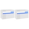 ZEYUAN Meubles TV avec lumières LED 2 pcs Blanc Brillant 60x35x40 cm,Meuble TV,Meuble TV Moderne,Meuble de Salon