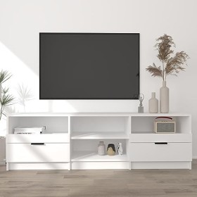 GuyAna Meuble TV Blanc 150x33,5x45 cm Bois dingénierie,Meuble TV,Table TV,Ensemble Meuble TV
