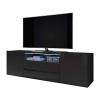 Selsey Bros - Meuble TV/Banc TV 140 cm, Noir Mat/Noir Brillant, avec LED 