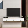 Emma Meuble TV - Banc TV - Meuble TV Suspendu - 3 Compartiments spacieux - Style Contemporain Emma - Blanc 