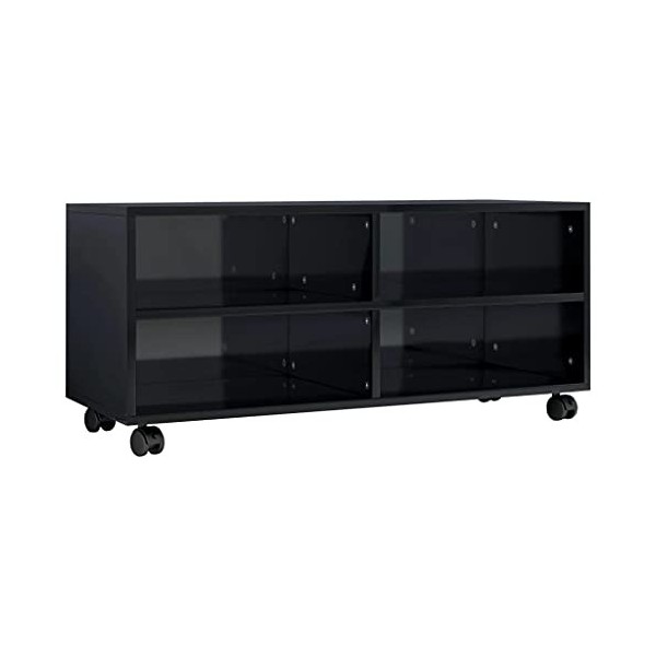 Keyur Meuble TV, Meuble TV Meuble TV Console de Rangement Meuble TV Meuble TV Meuble TV à roulettes Noir Brillant 90x35x35 cm