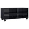 Keyur Meuble TV, Meuble TV Meuble TV Console de Rangement Meuble TV Meuble TV Meuble TV à roulettes Noir Brillant 90x35x35 cm