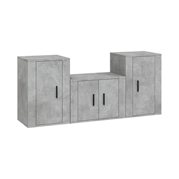 vidaXL Ensemble de Meubles TV 3 pcs Gris béton Bois dingénierie