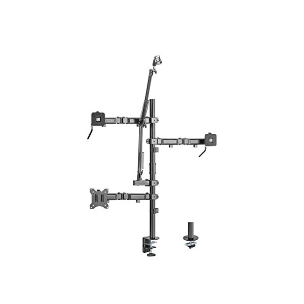 KIMEX - Support Streaming - pour Ecran + Lumière + Caméra + Micro - Noir - 015-3001