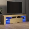 SKM Meuble TV avec lumières LED Gris béton 140x35x40 cm-368