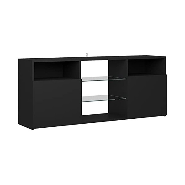 Tidyard Meuble TV avec lumières LED,pour Salle de Séjour, Salon et Chambre à Coucher etc,Blanc Brillant 100x35x40cm