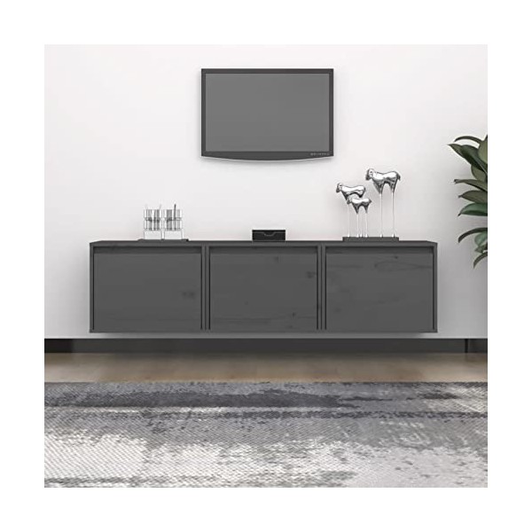 Camerina Meubles TV 3 pcs Gris Bois Massif de pin,Meuble TV,Meuble TV Moderne,Meuble de Salon359
