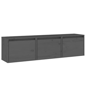 Camerina Meubles TV 3 pcs Gris Bois Massif de pin,Meuble TV,Meuble TV Moderne,Meuble de Salon359